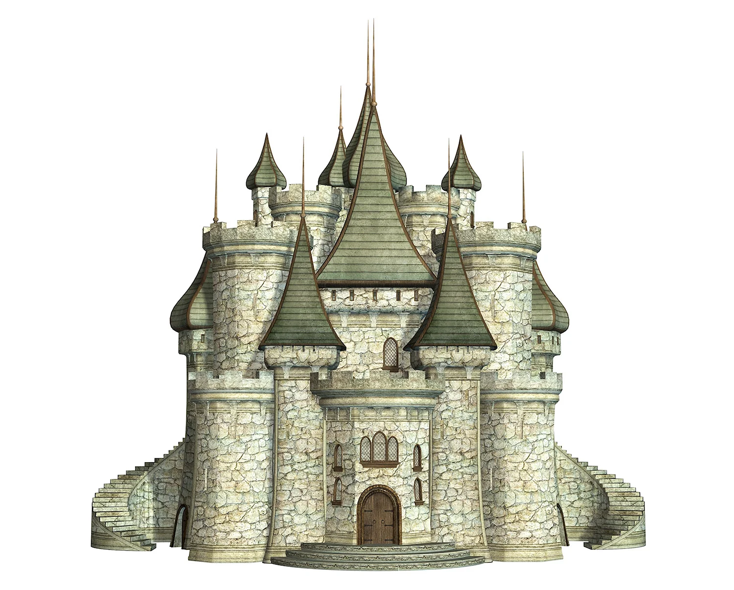 Средневековый замок на белом фоне