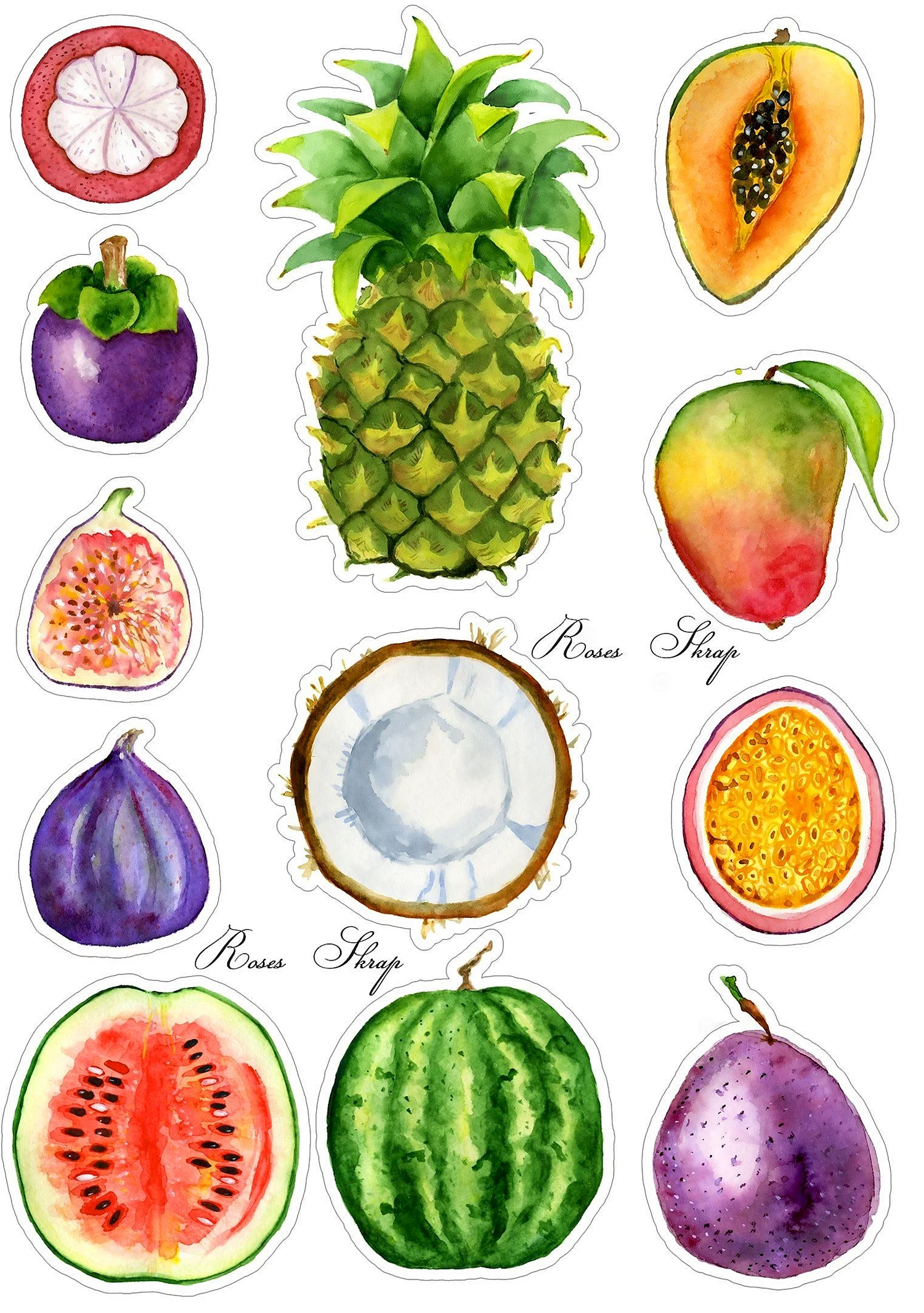 Стикеры фрукты