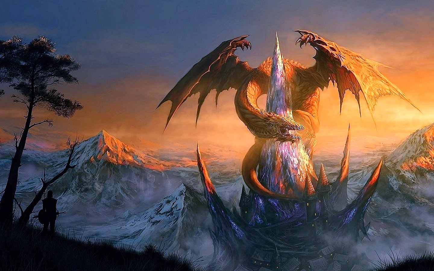 Страшный дракон скалы Спиндлстон