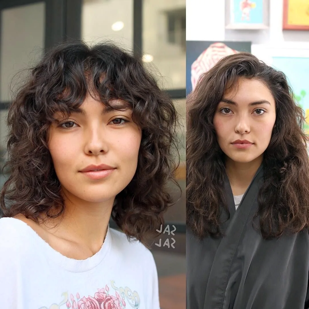 Стрижка кудрявых волос до и после