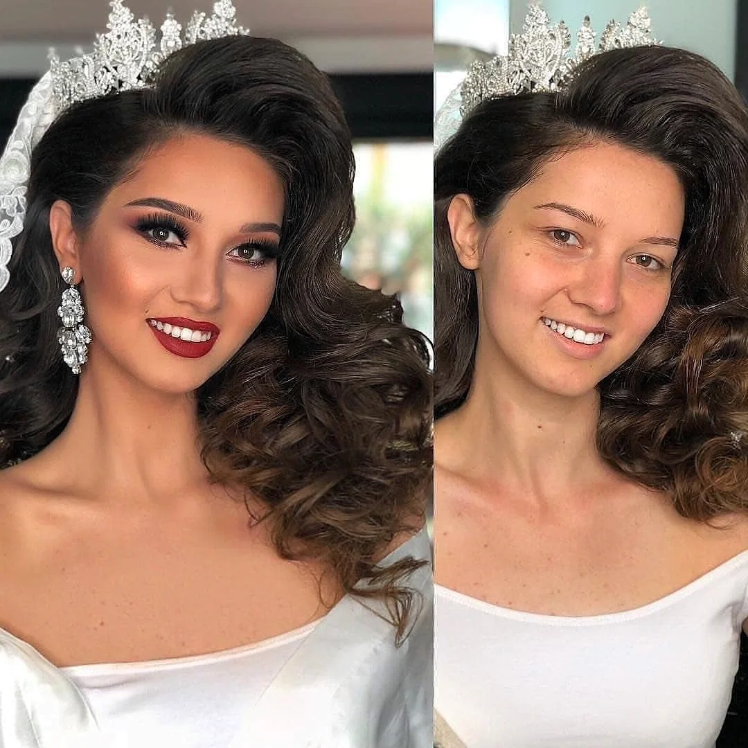 Свадбини макияж до и после