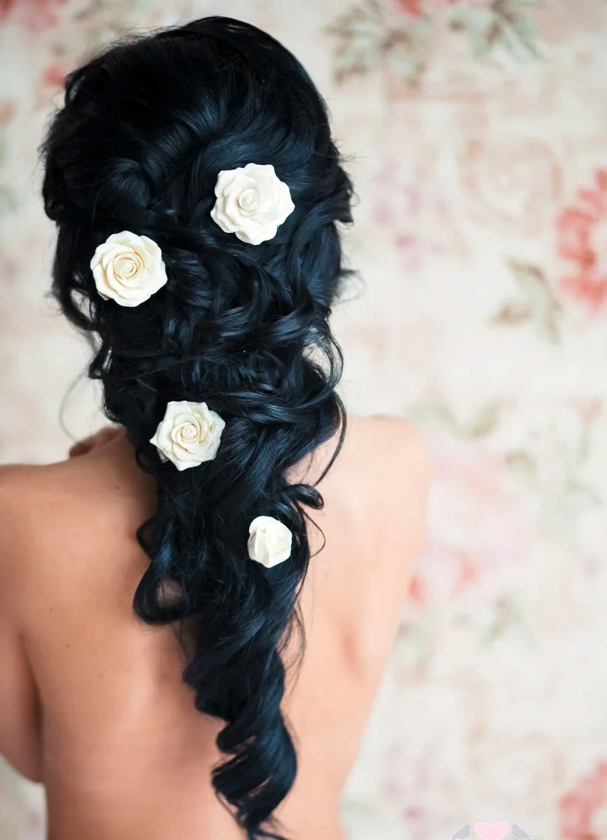 Свадебная прическа коса с цветами