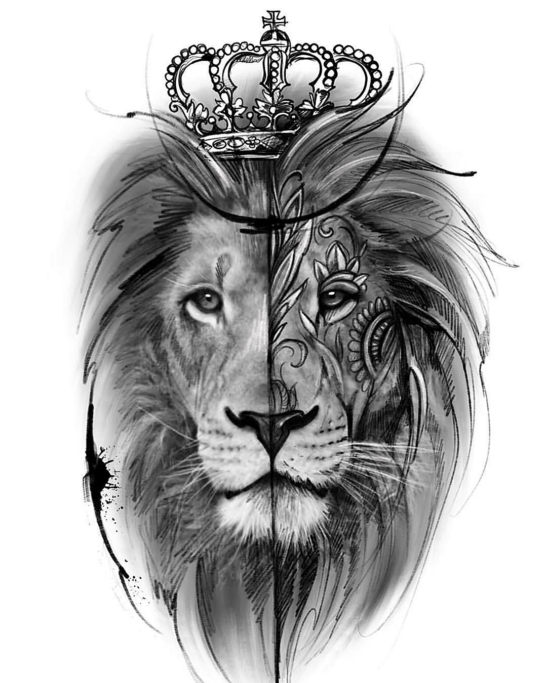 Тату львица с короной