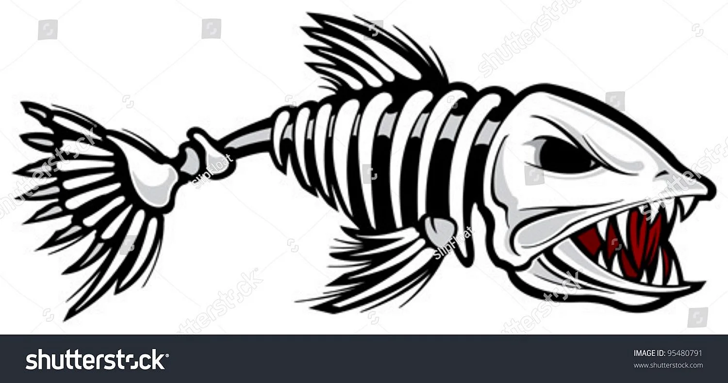 Тату скелет рыбы эскизы