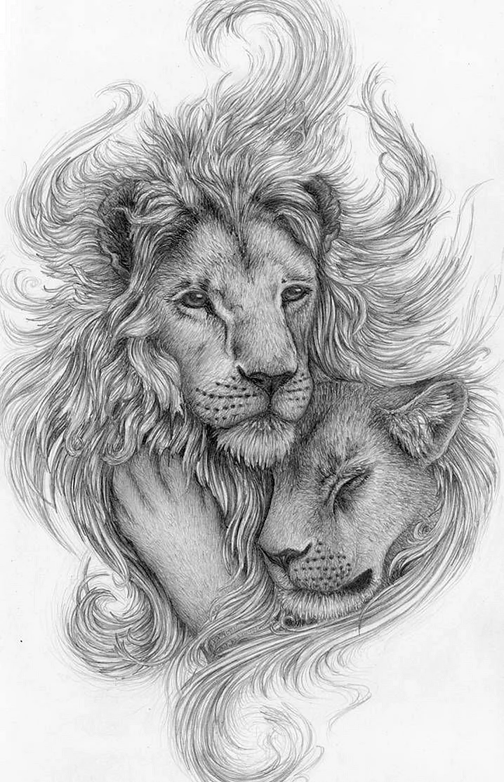 Татуировка Лев и львица