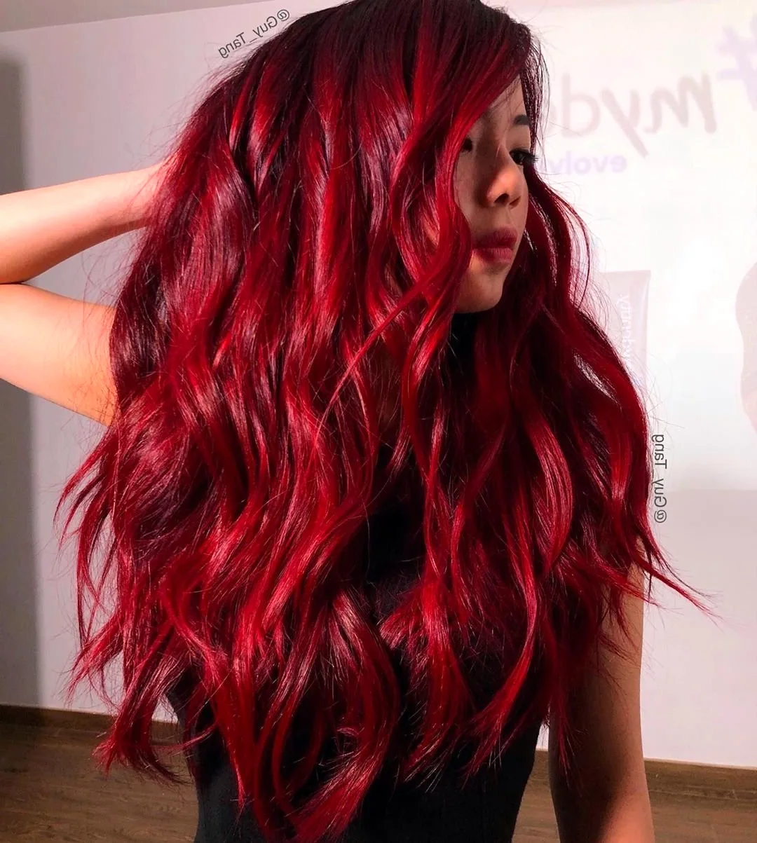 Темно красное окрашивание волос