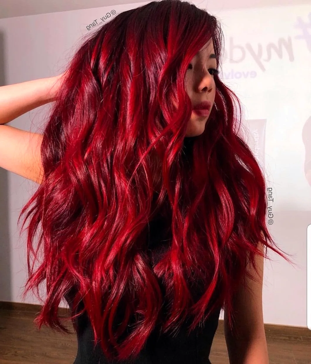 Темно красное окрашивание волос