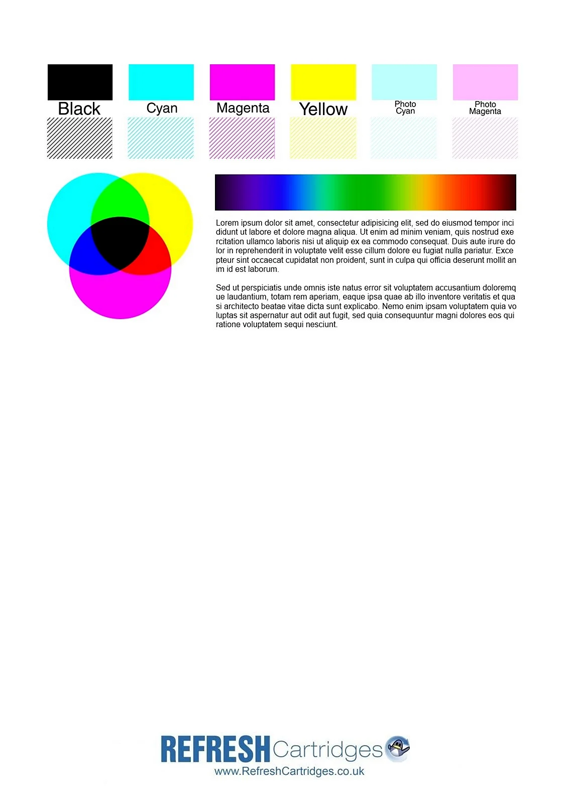 Тестовая страница для цветного лазерного принтера Canon