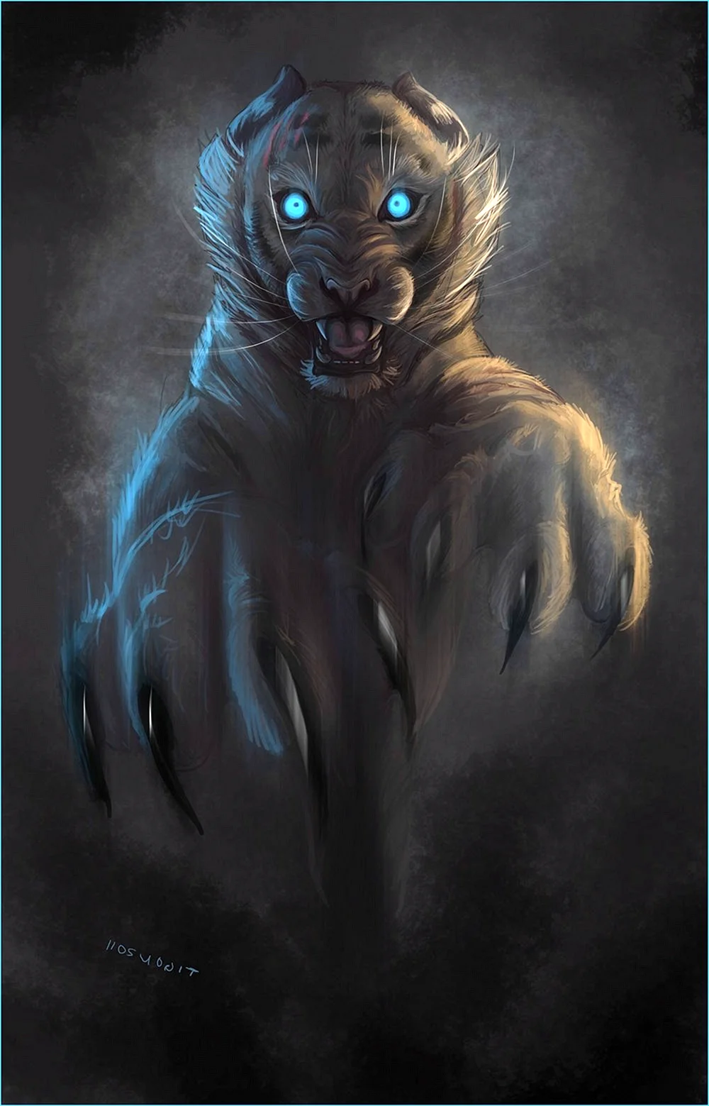 Тигр с голубыми глазами арт