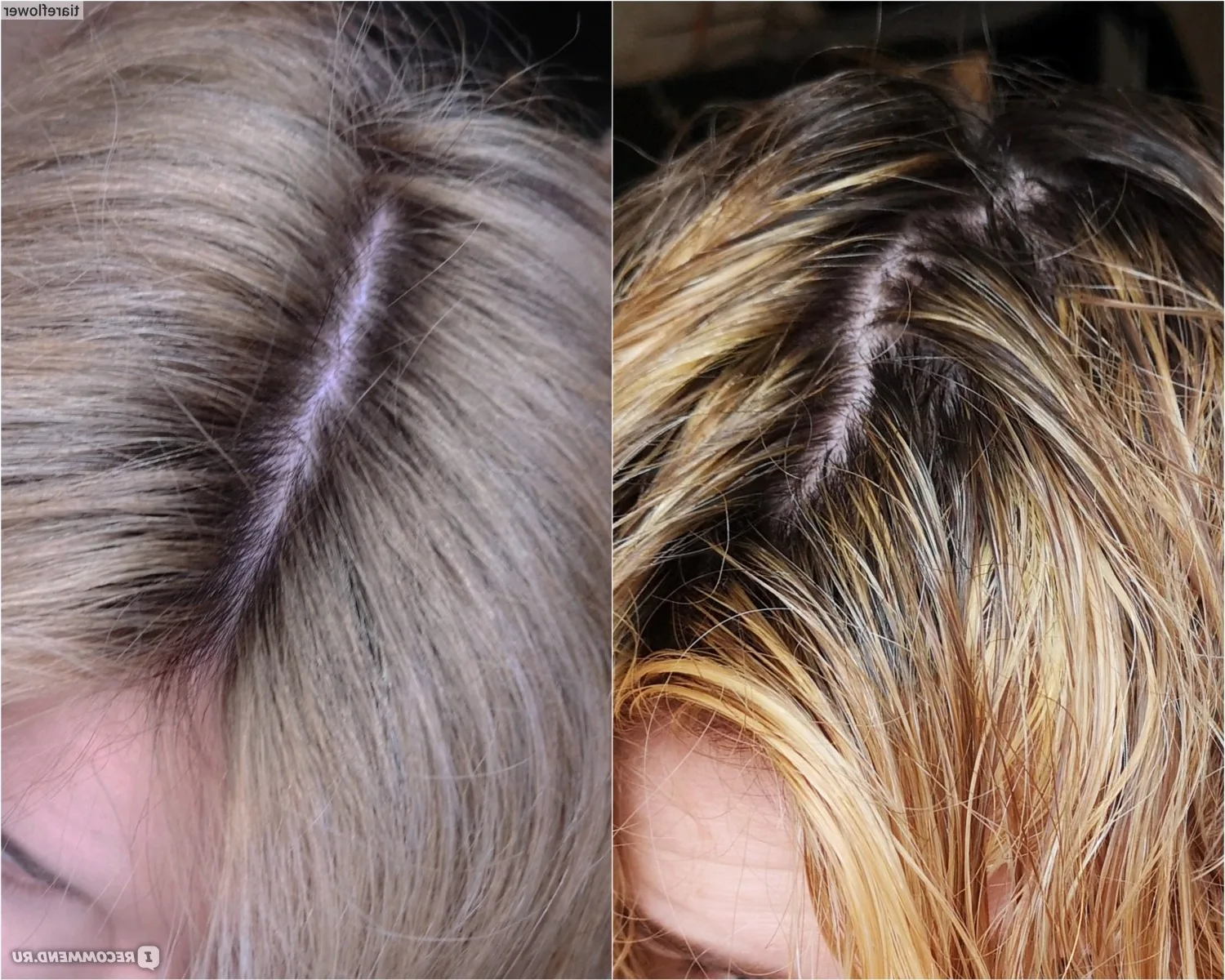 Тонирование корней волос после осветления