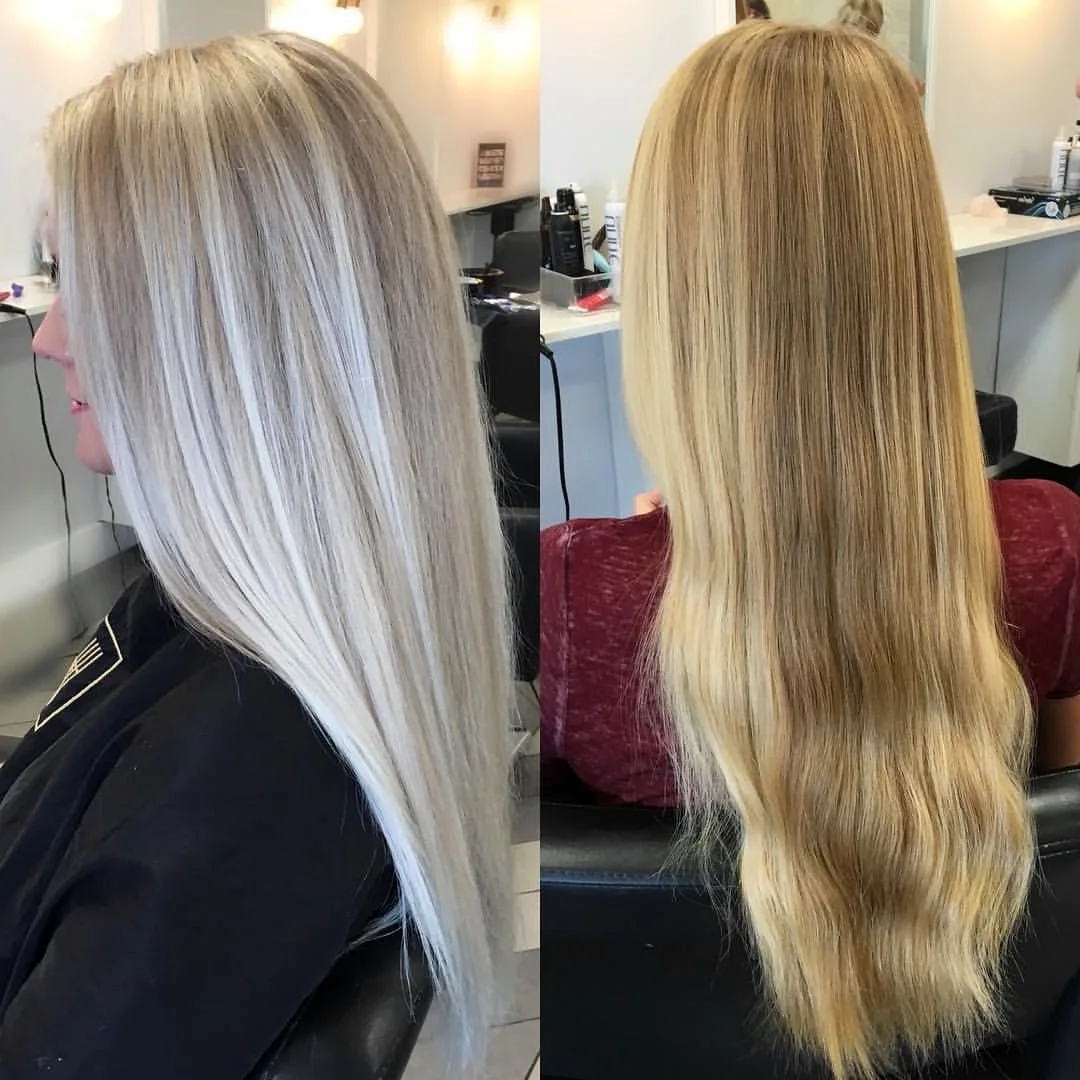 Тонирование волос до и после блонд