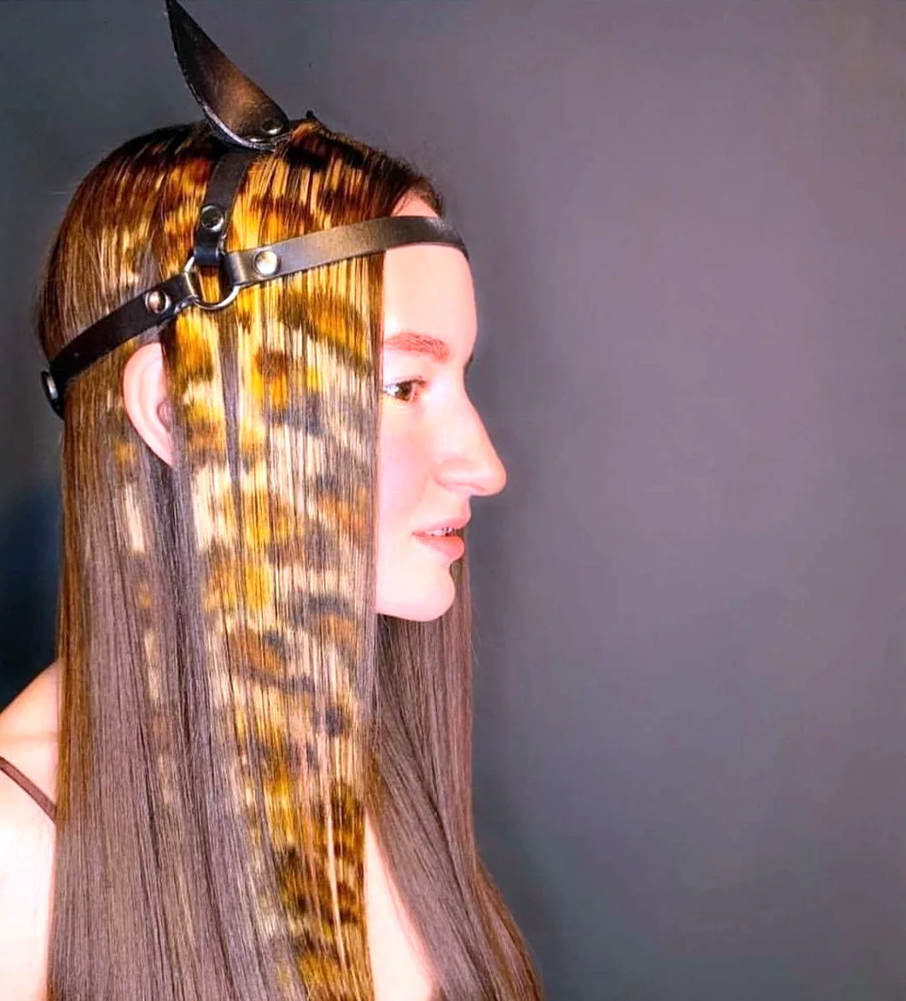 Трафаретное окрашивание волос леопард