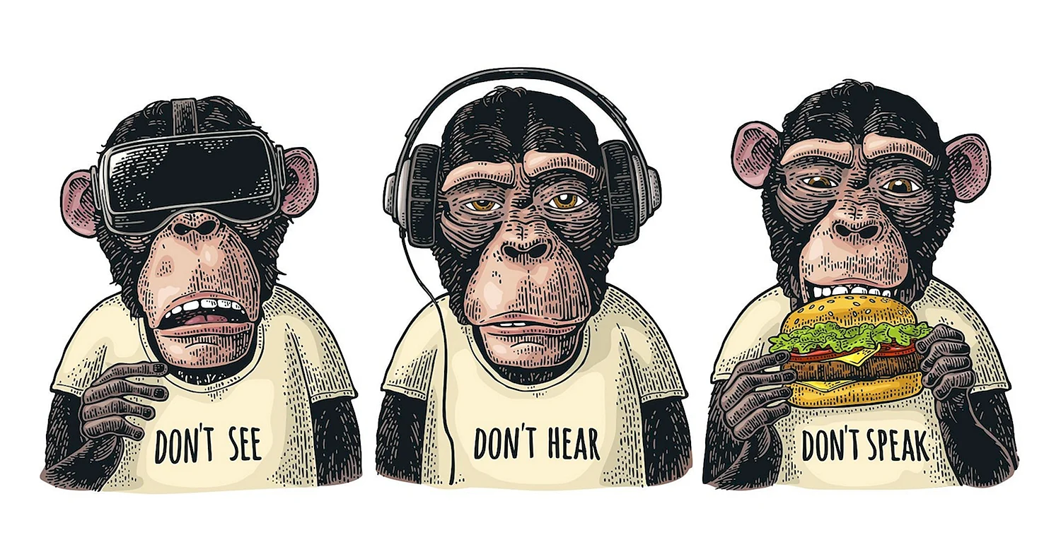 Три обезьяны в очках