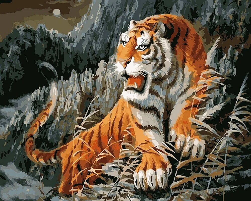 Цифровая живопись тигр