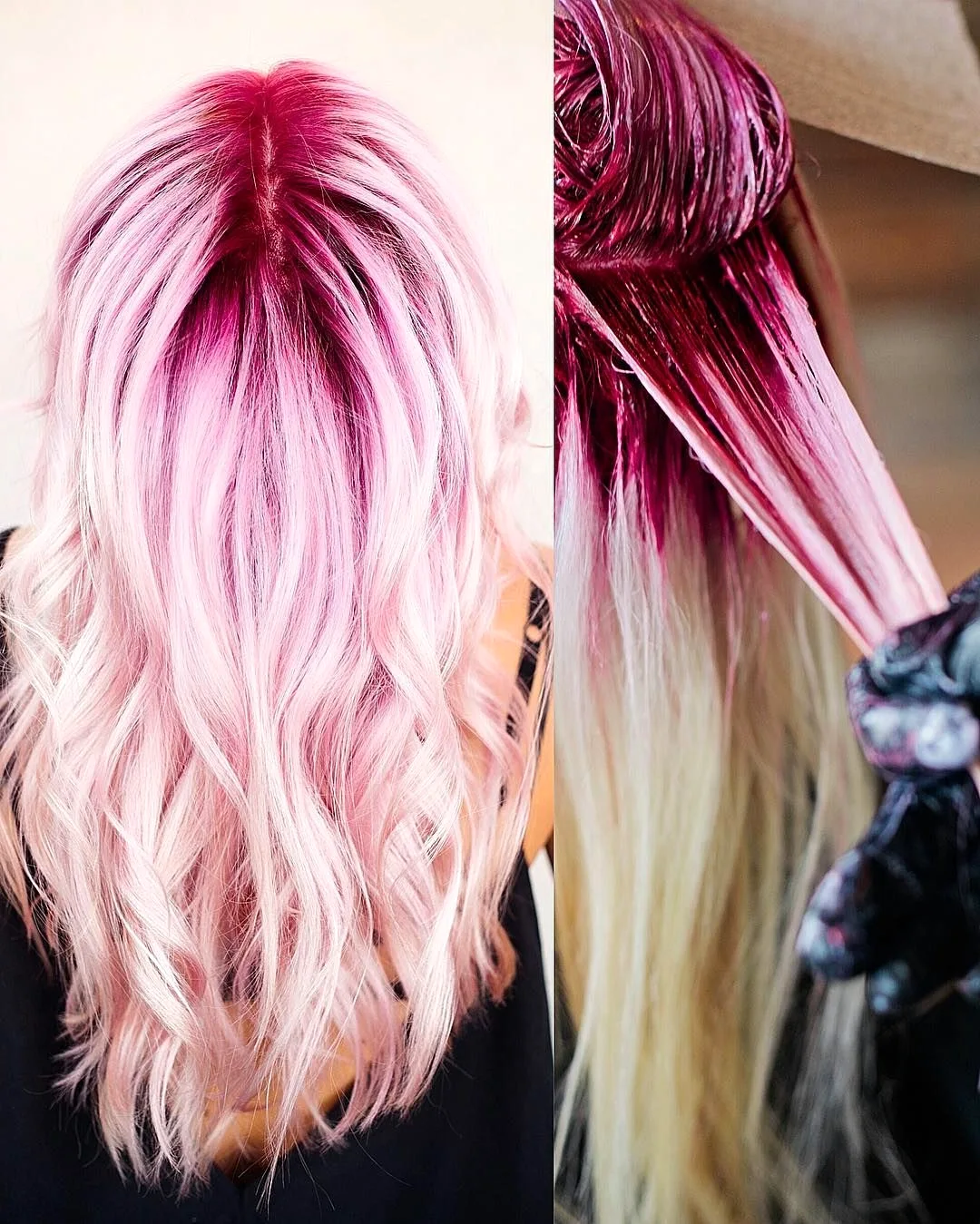 Цветное окрашивание волос розовый