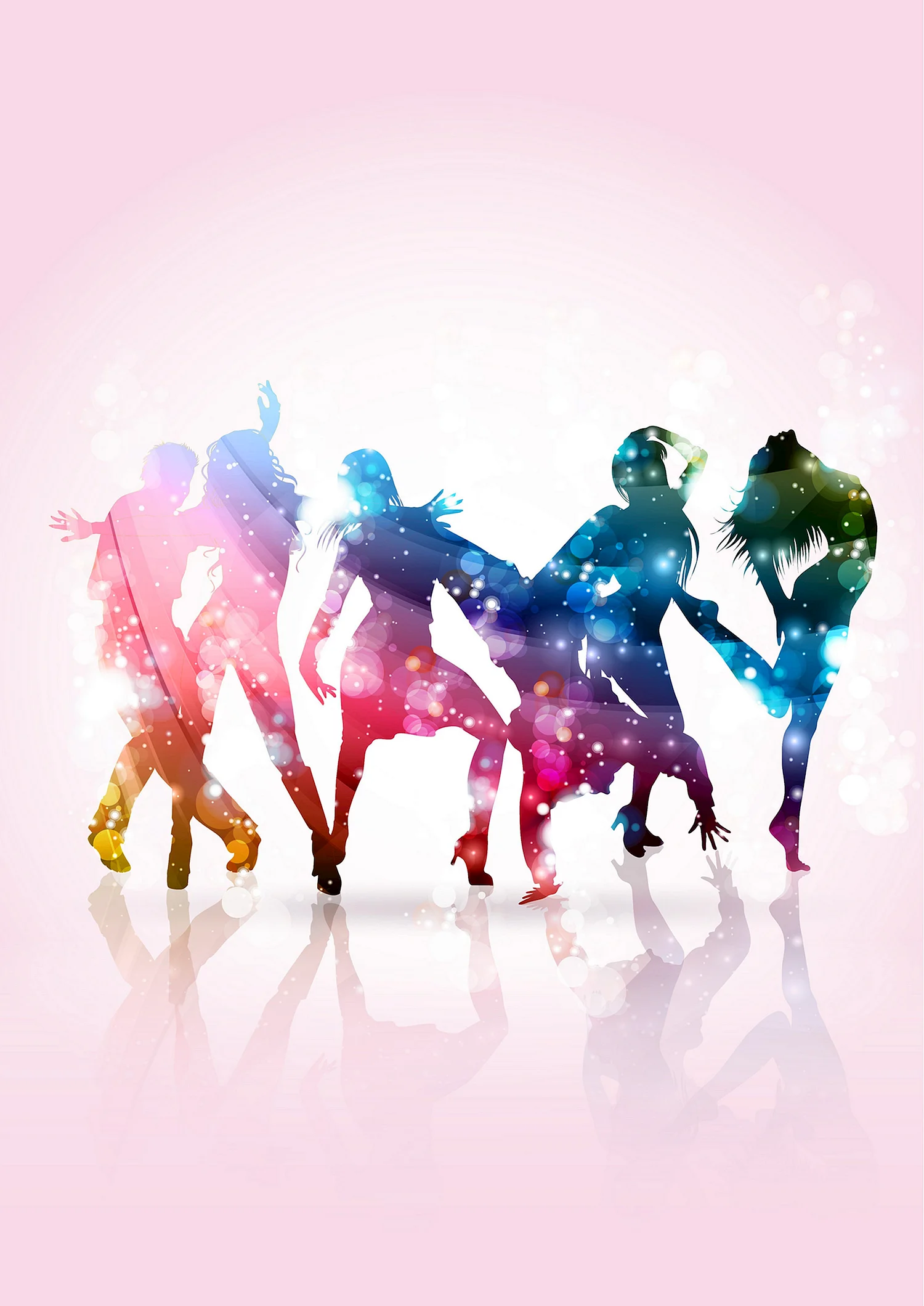 Цветные силуэты танцоров