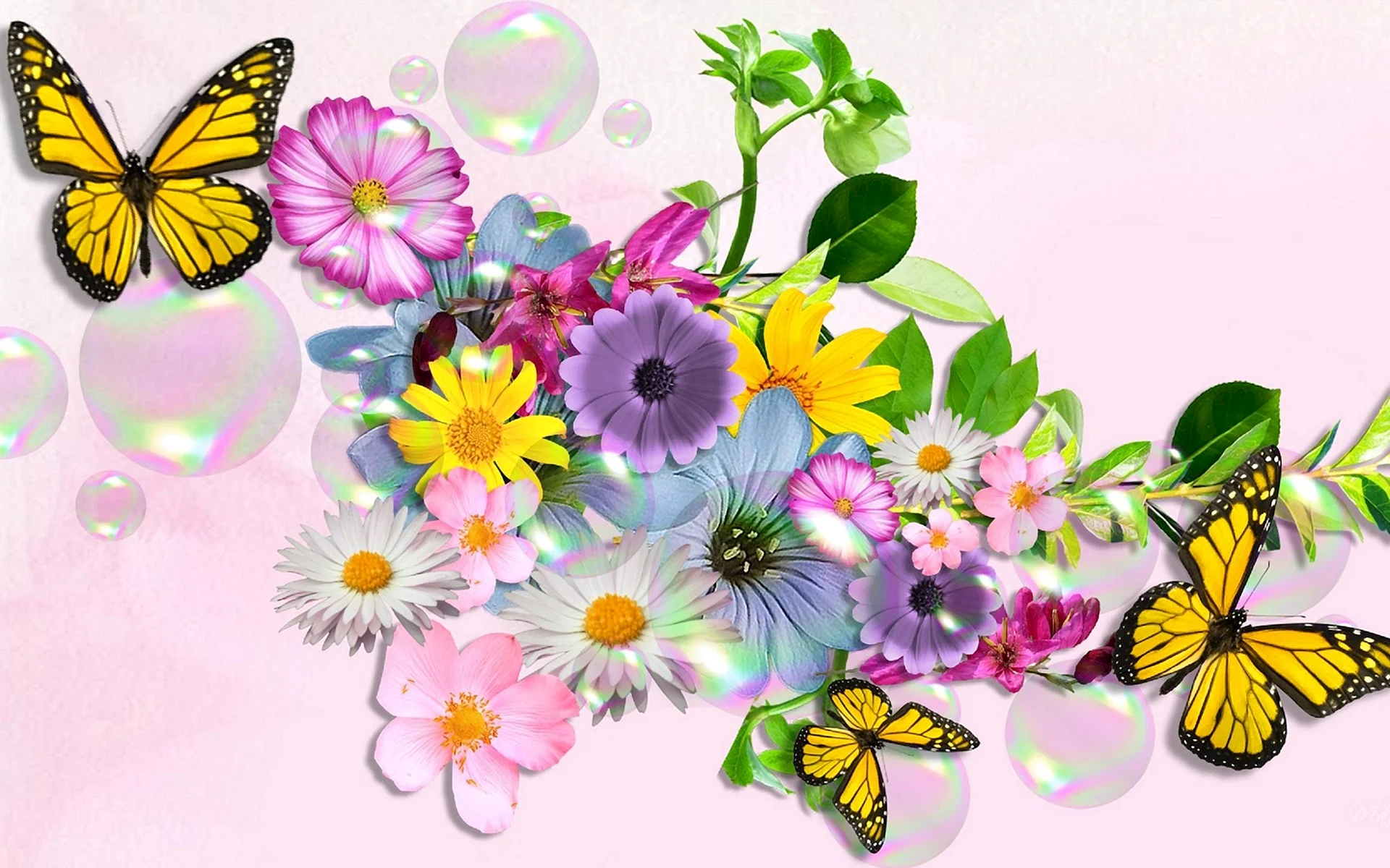 Цветочки и бабочки для открыток на мастер класс