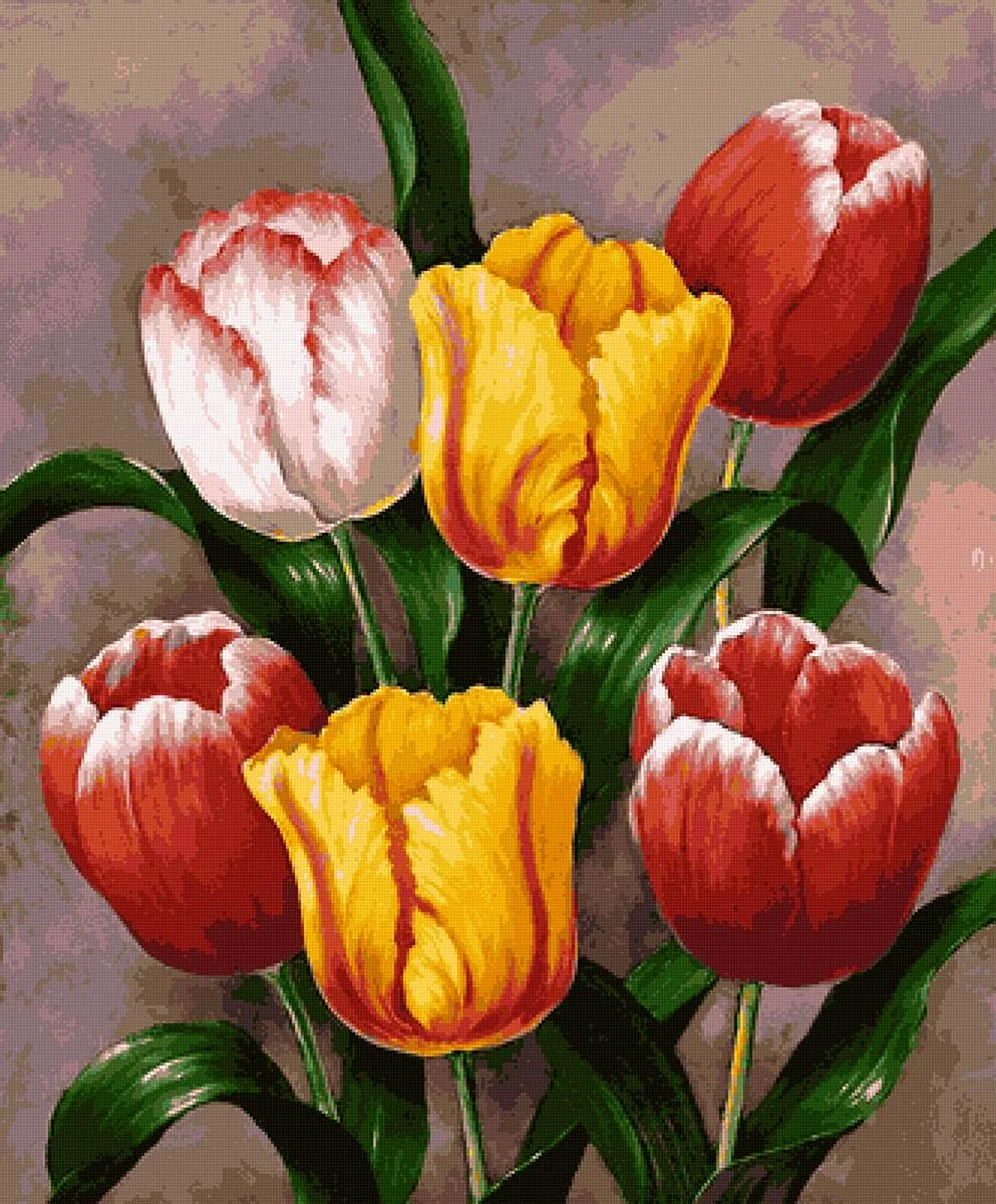 Цветы живопись тюльпаны