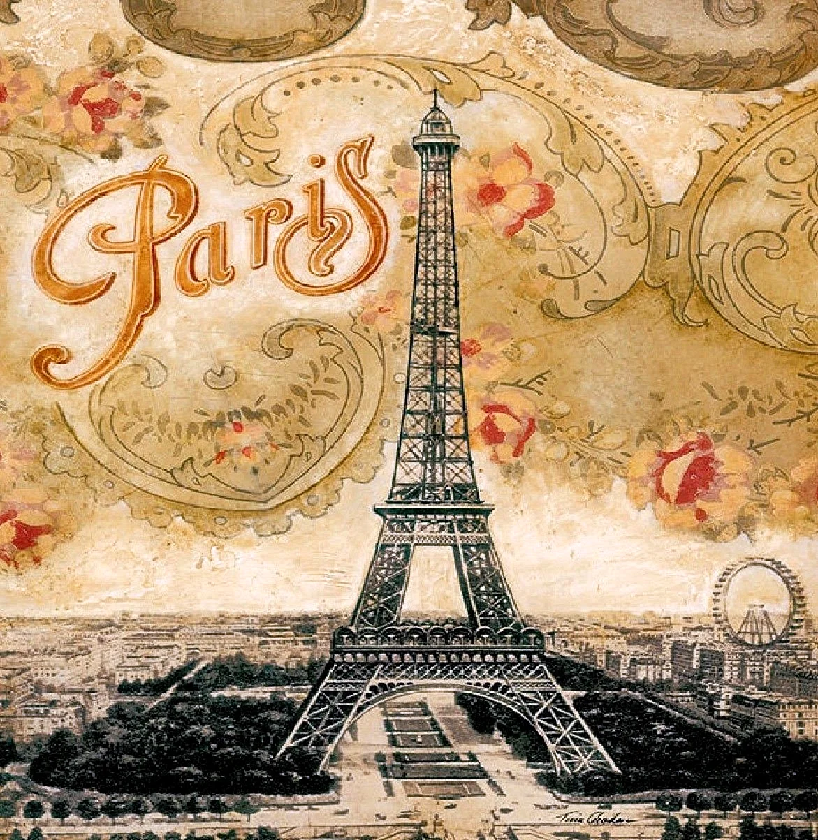 Vintage Travel poster Париж