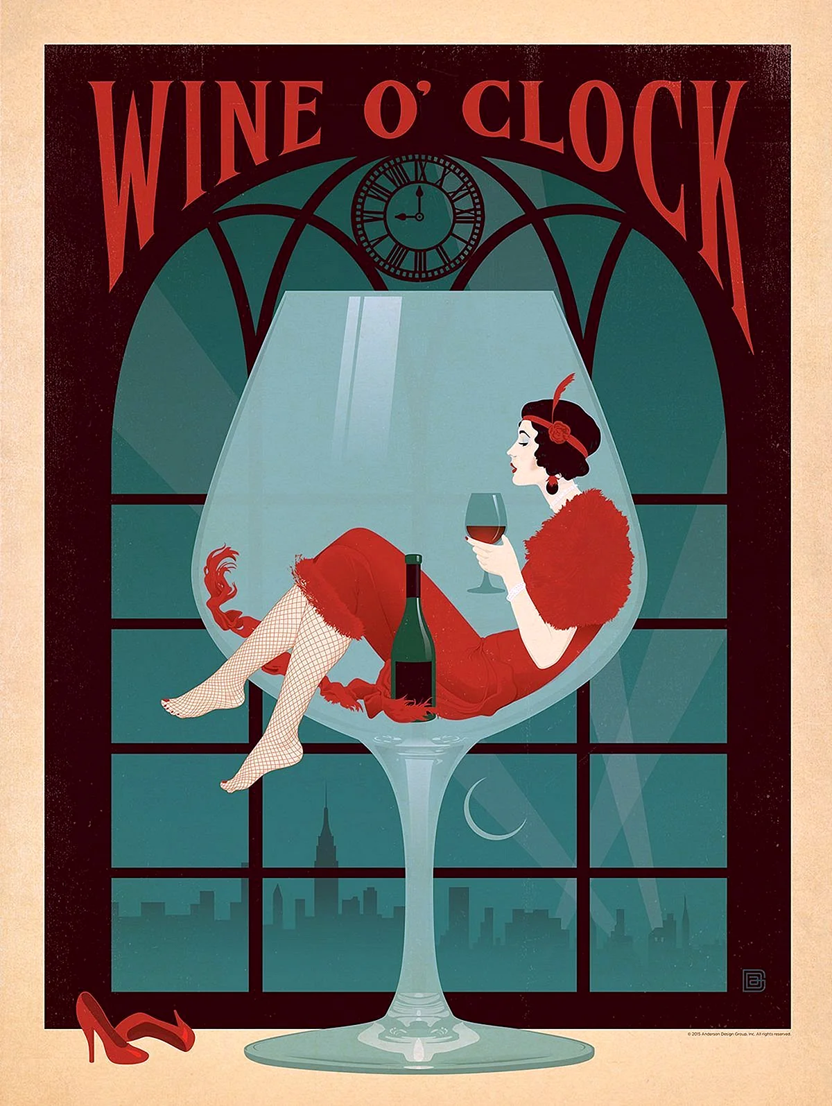 Винтажные плакаты вино арт деко