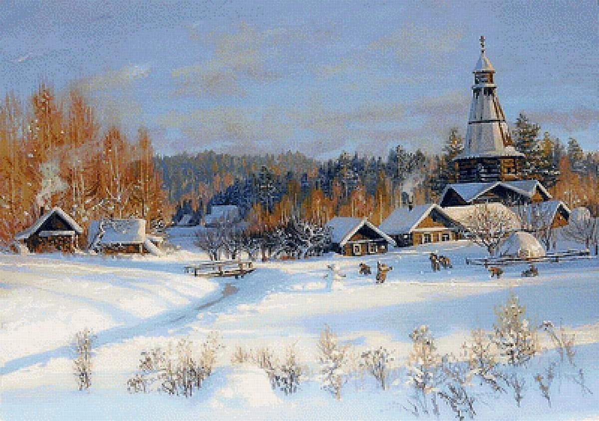 Владимир Жданов зима картины Церковь