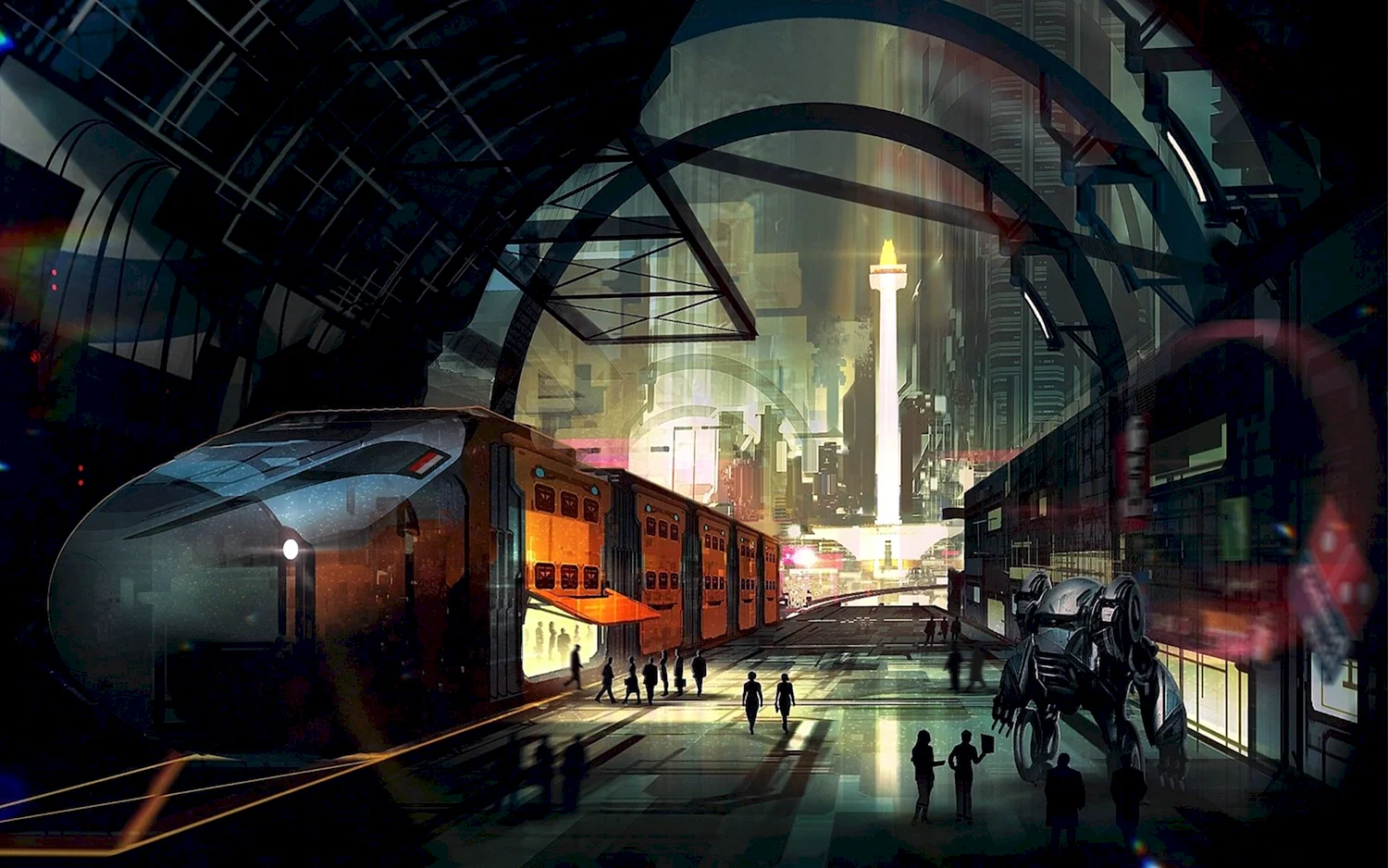 Вокзал будущего концепт арт Sci Fi