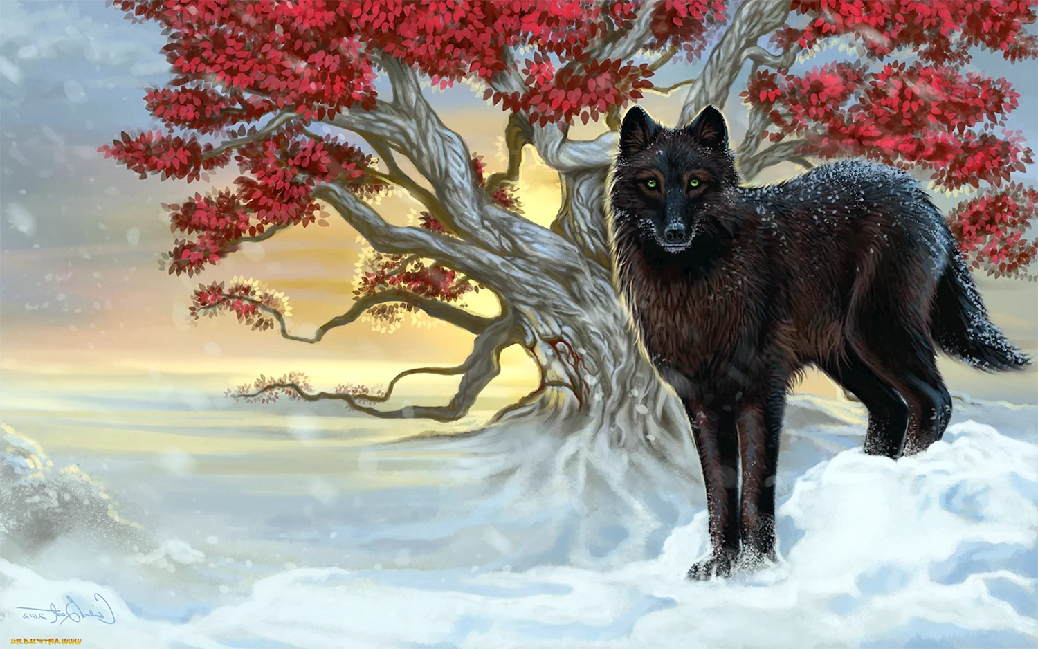 Волк на дереве