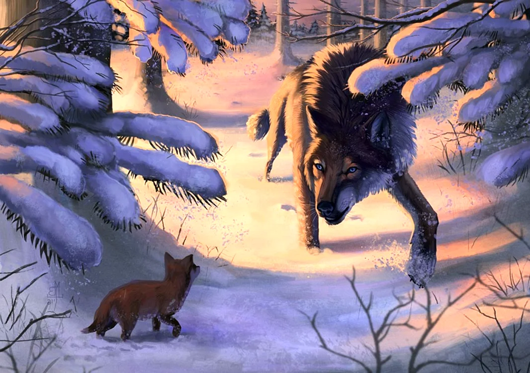 Волк в лесу арт