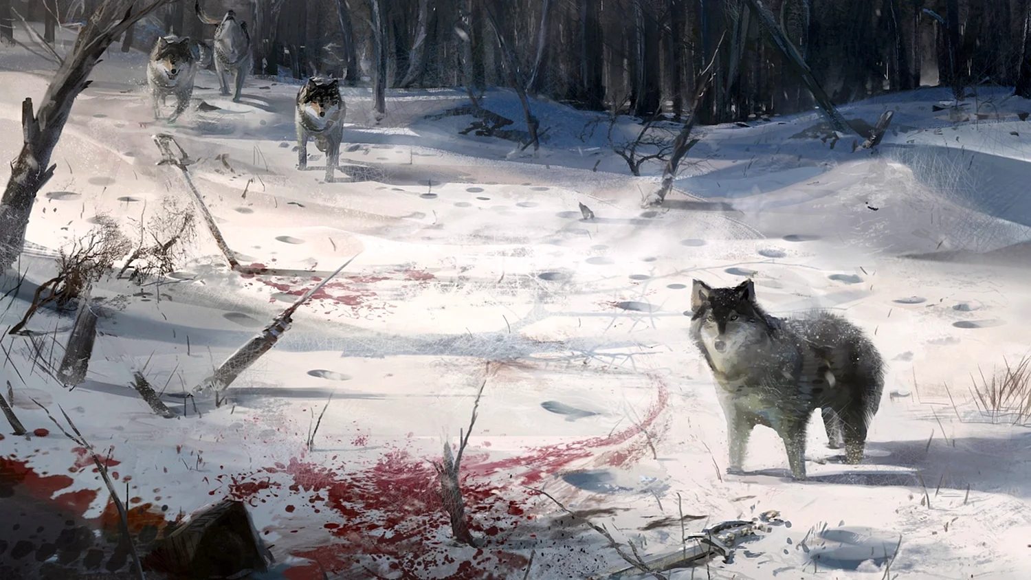 Волк в Снежном лесу арт