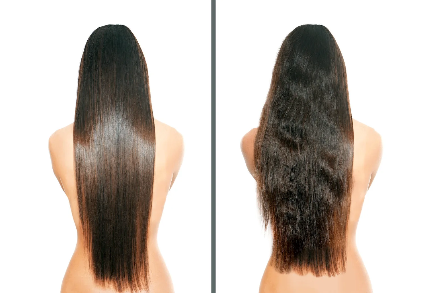 Волосы до и после на белом фоне