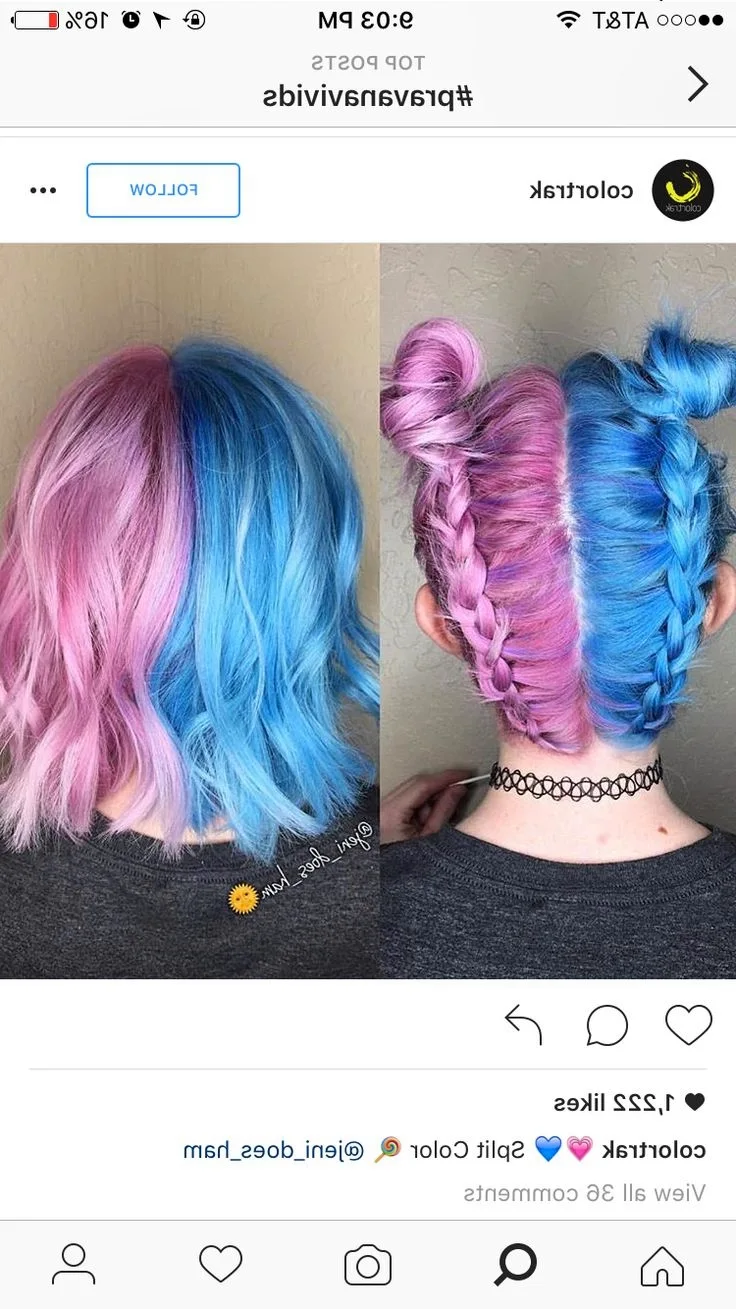 Волосы Покрашенные в розовый и голубой