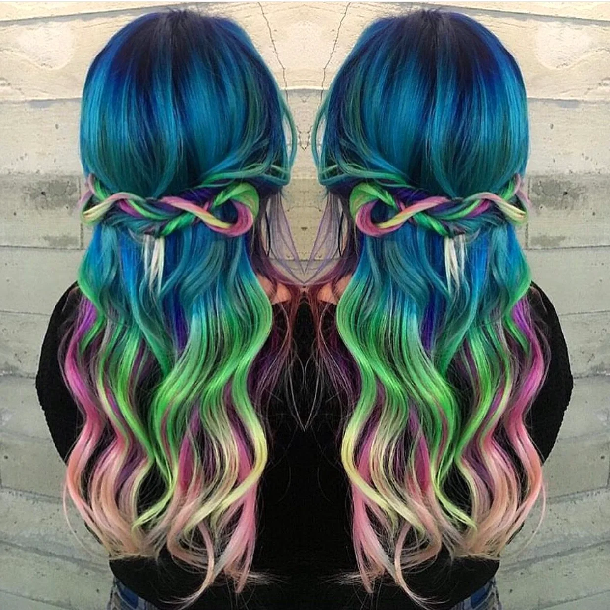 Волосы разноцветный градиент