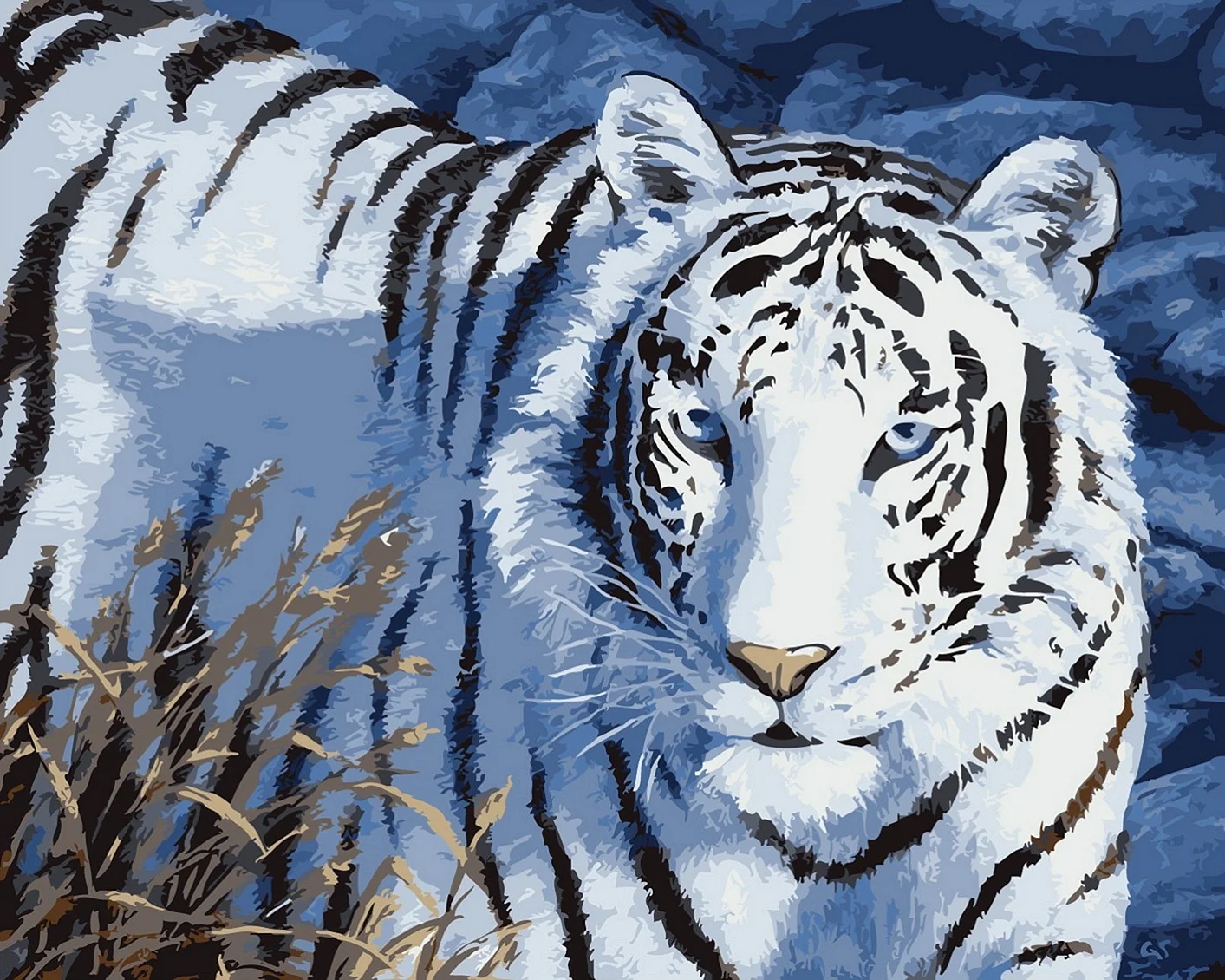 Вышивка белый тигр