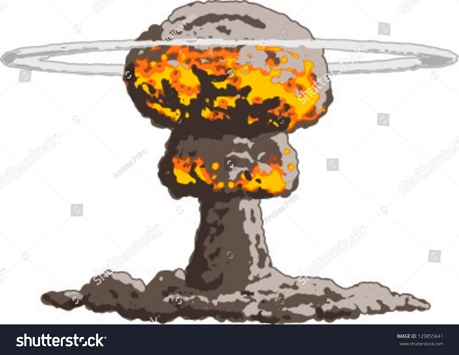 Взрыв ядерной бомбы на белом фоне