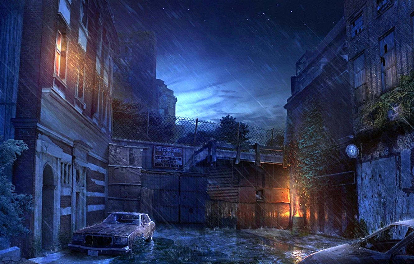 Заброшенный город ночью