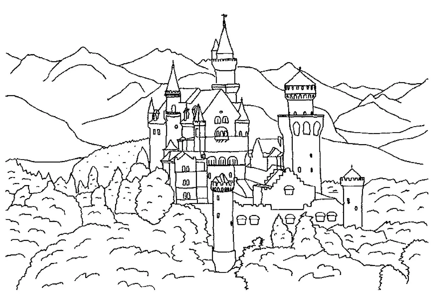 Замок Нойшванштайн раскраска