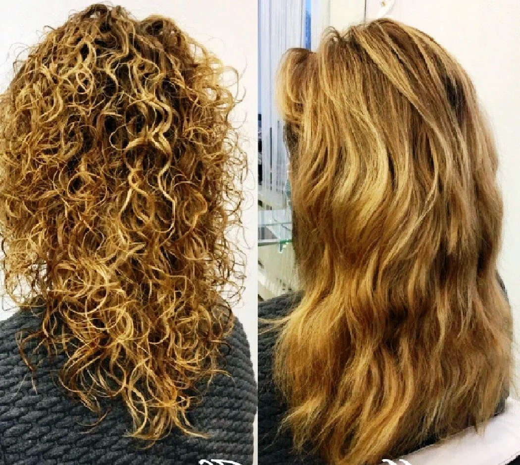 Завивка волос до и после