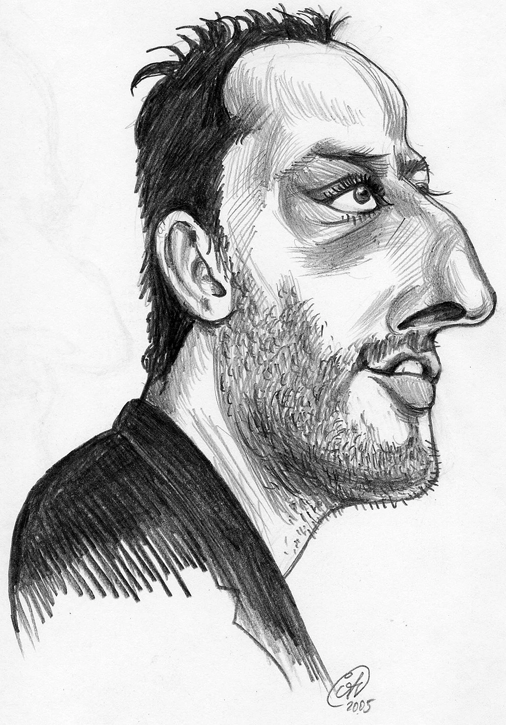 Жан Рено портрет карандашом
