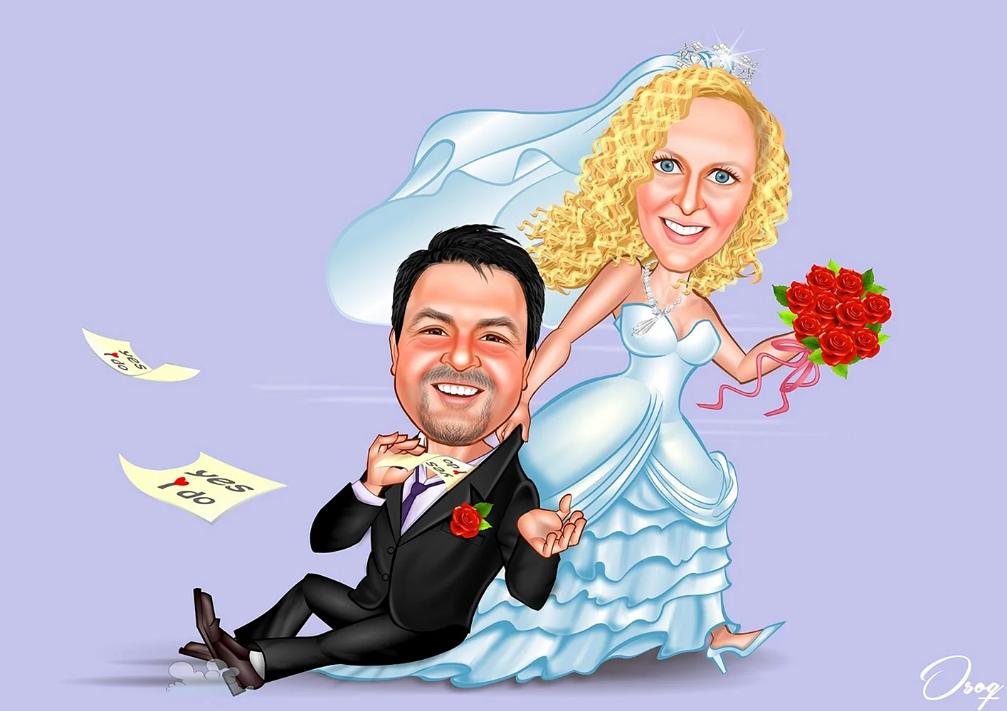 Жених и невеста карикатура