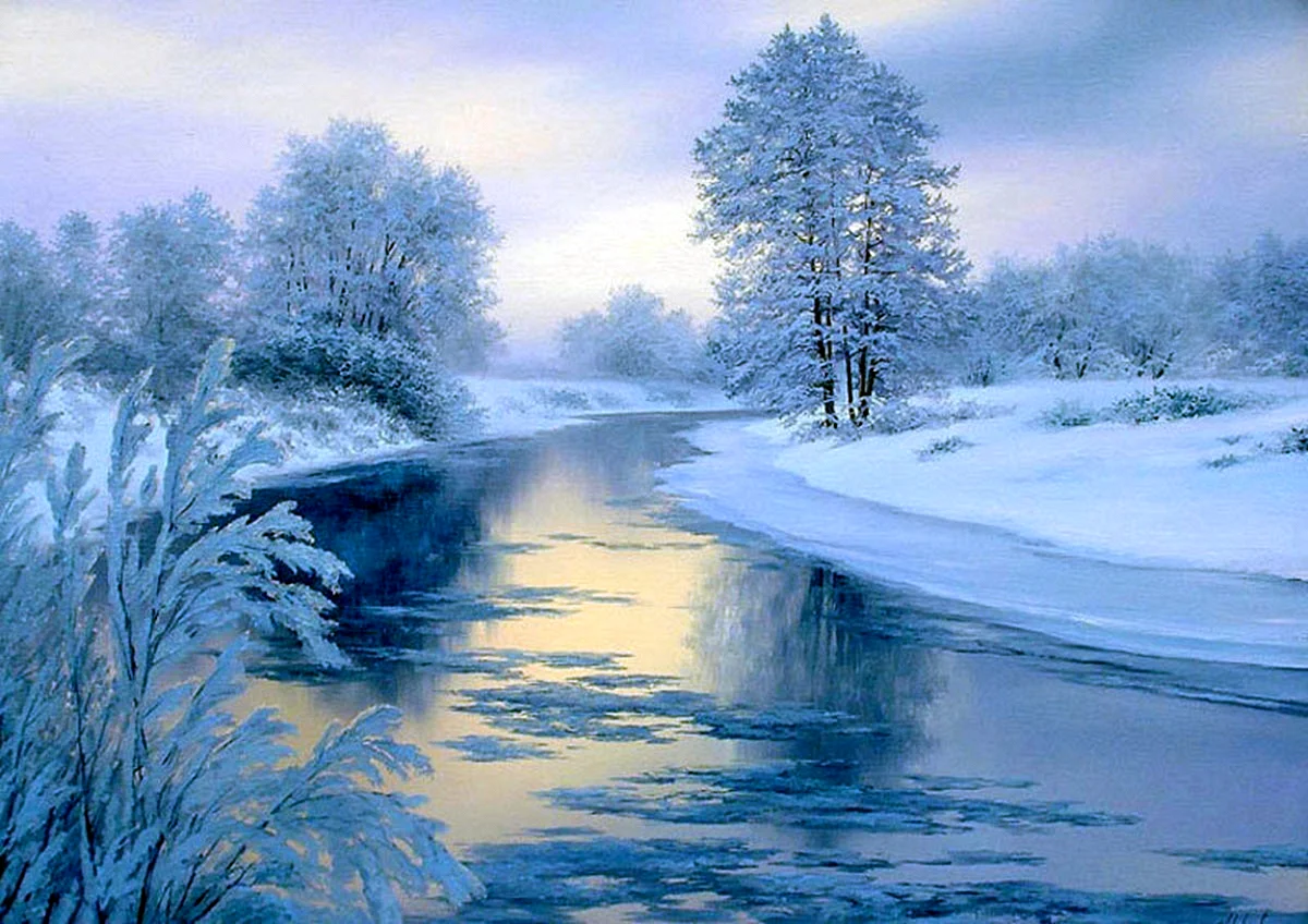 Зима художник-пейзажист Евгений Карлович