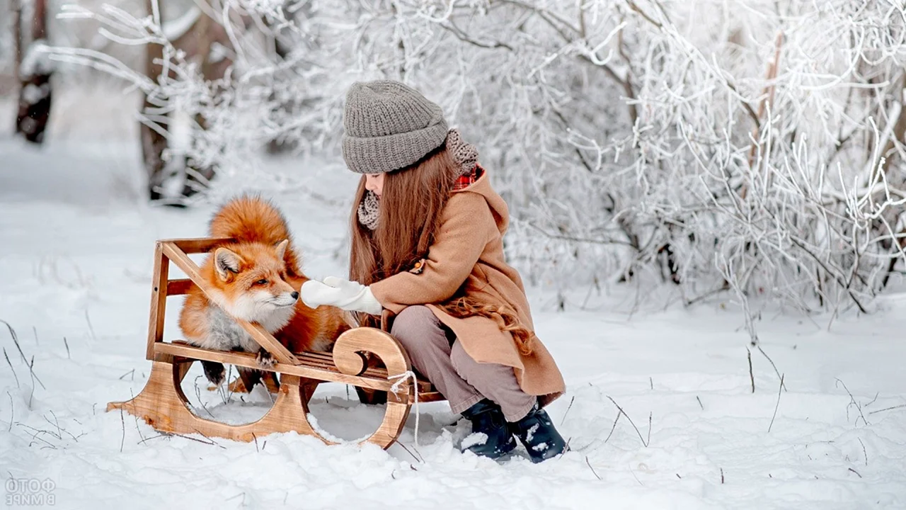 Зимняя фотосессия детей на санках
