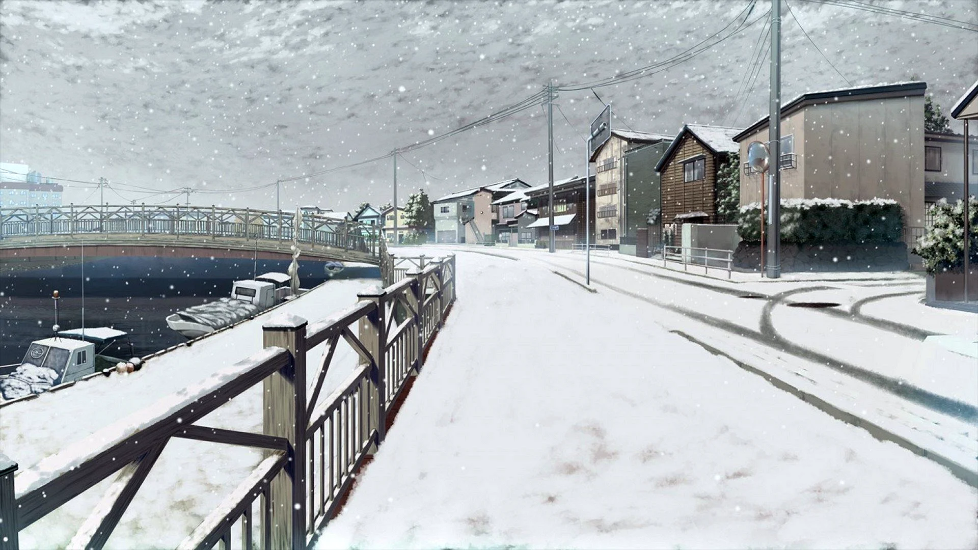 Зимняя улица аниме