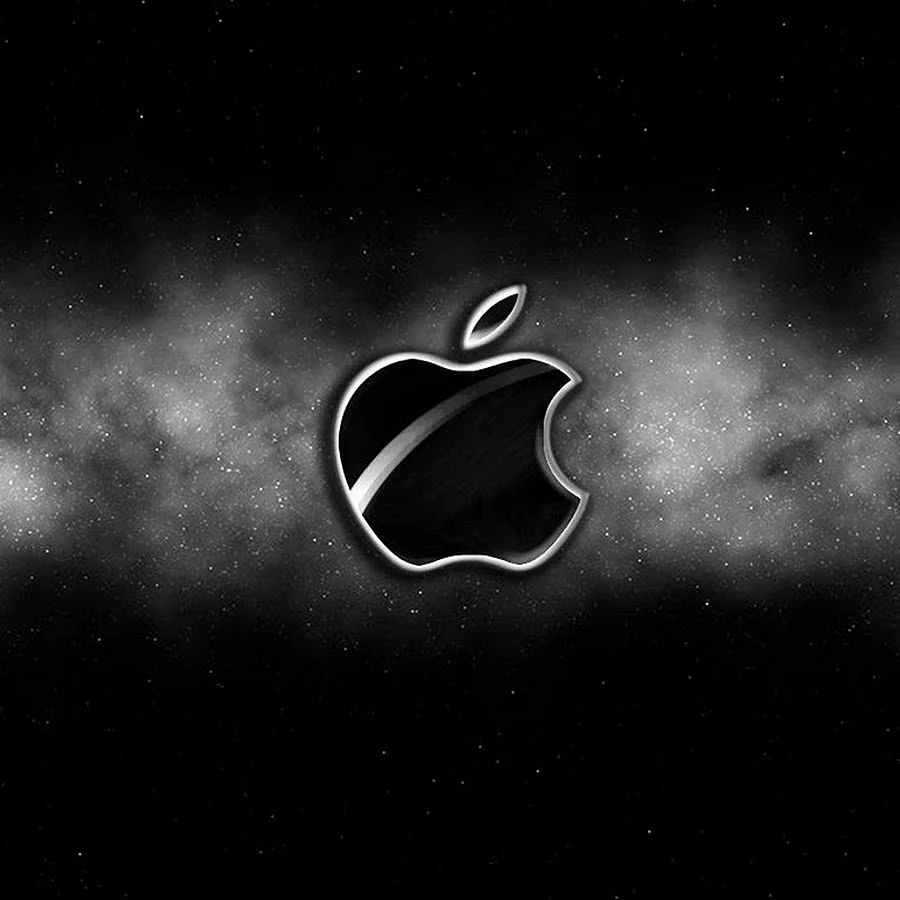 Знак Apple на черном фоне