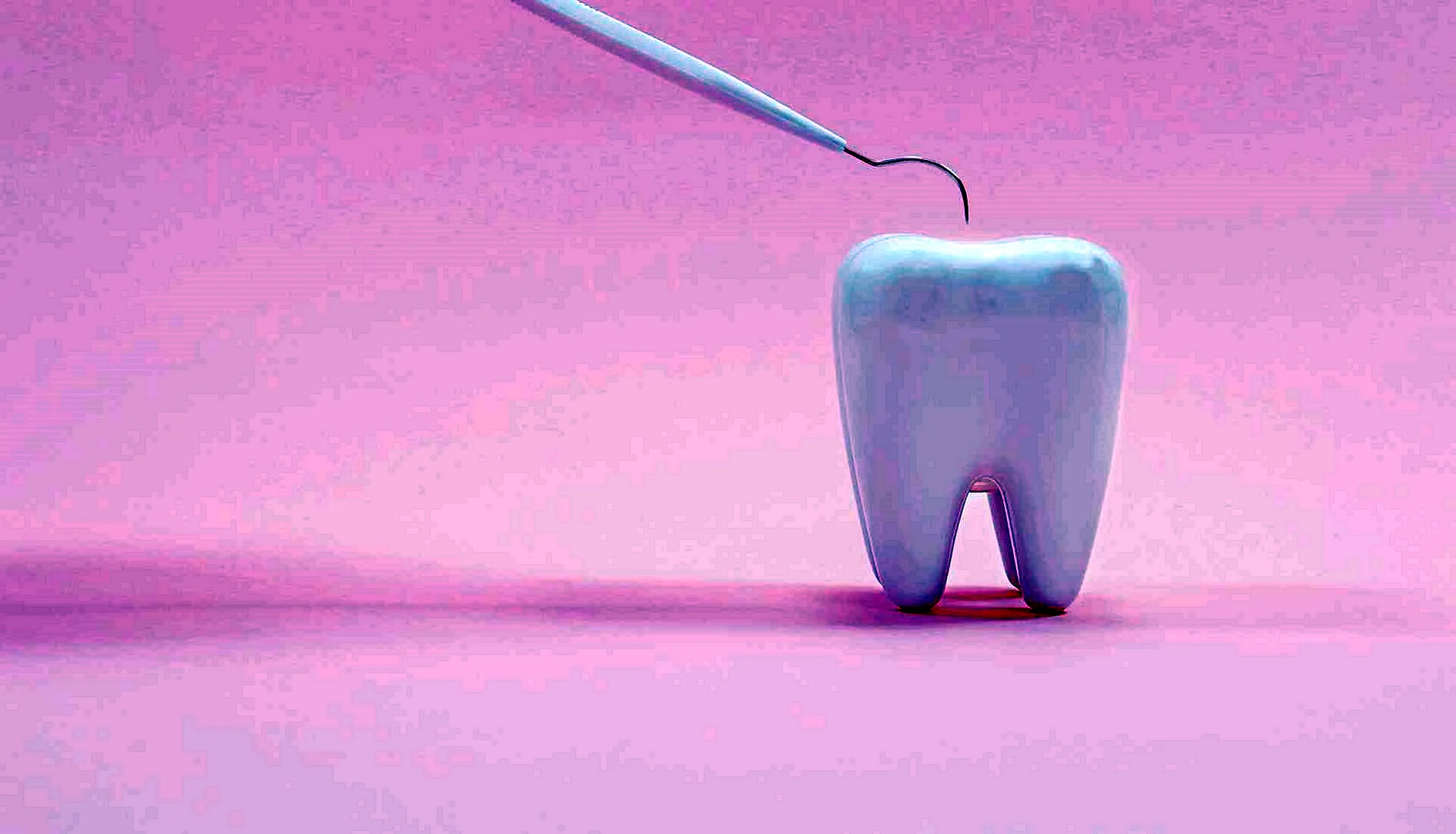 Зуб на розовом фоне
