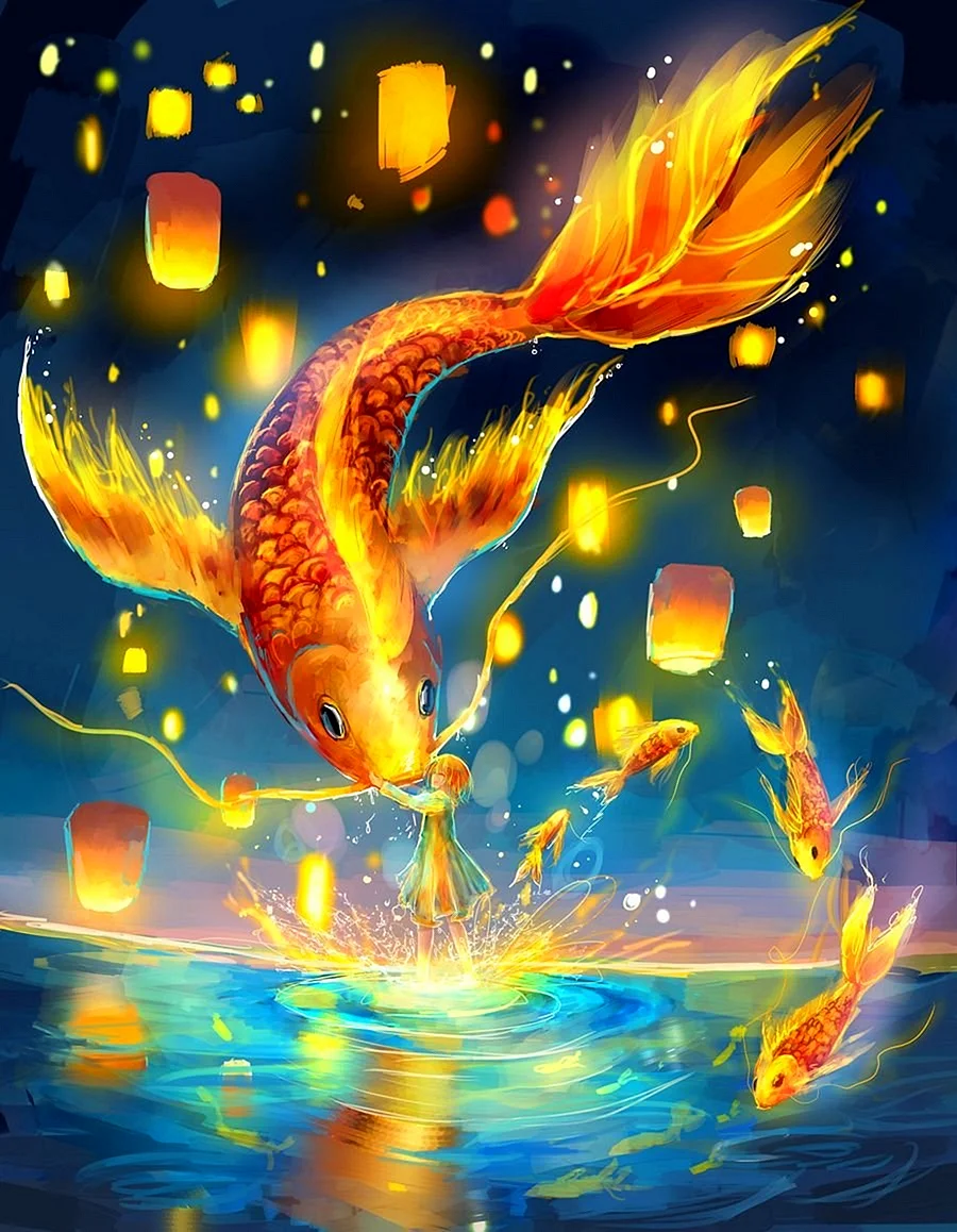 Алмазная мозаика Золотая рыбка