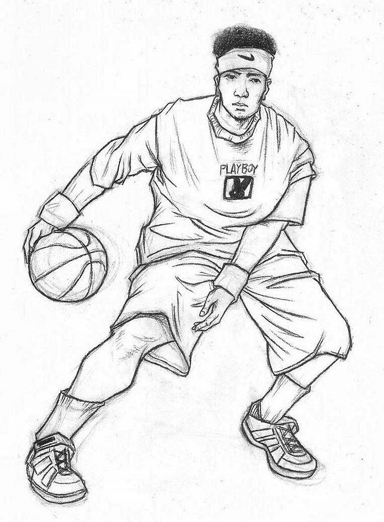 Баскетболист рисунок карандашом
