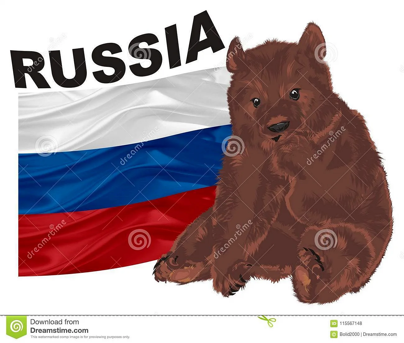 Бурый медведь Россия флаг