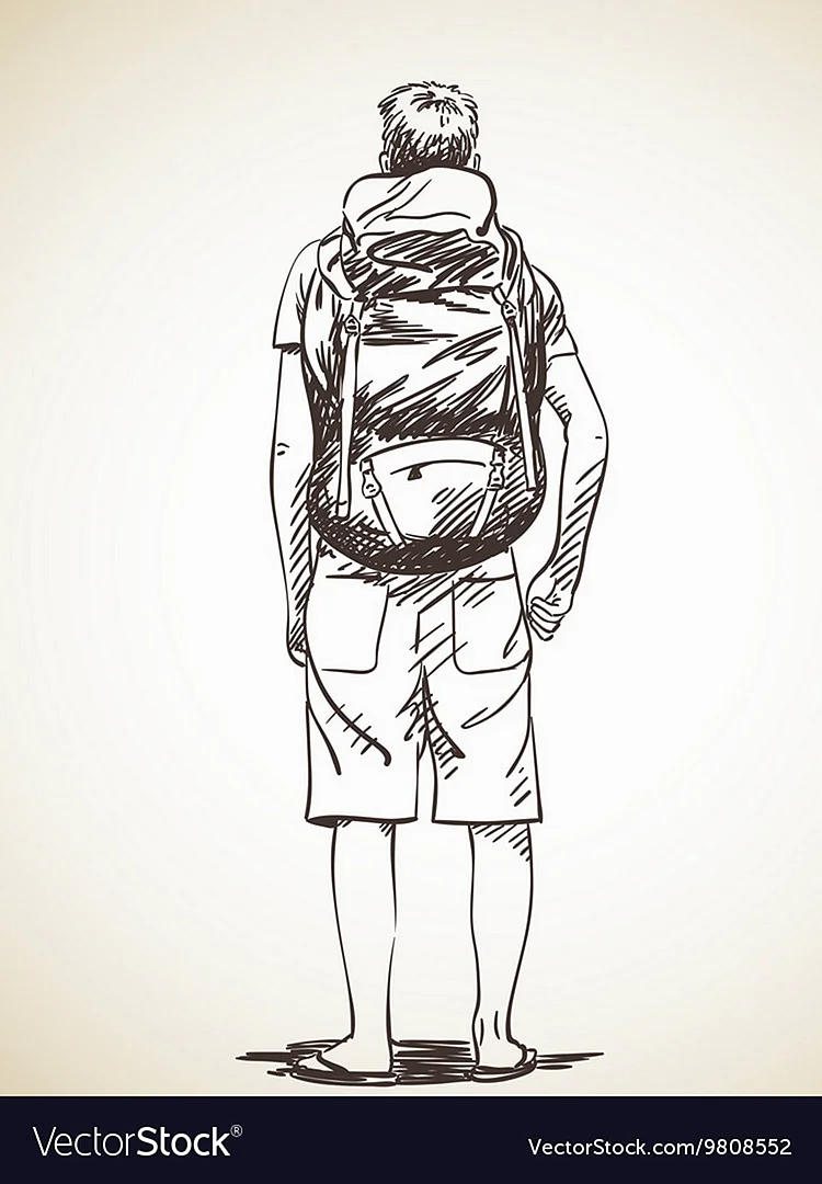 Человек с рюкзаком иллюстрация