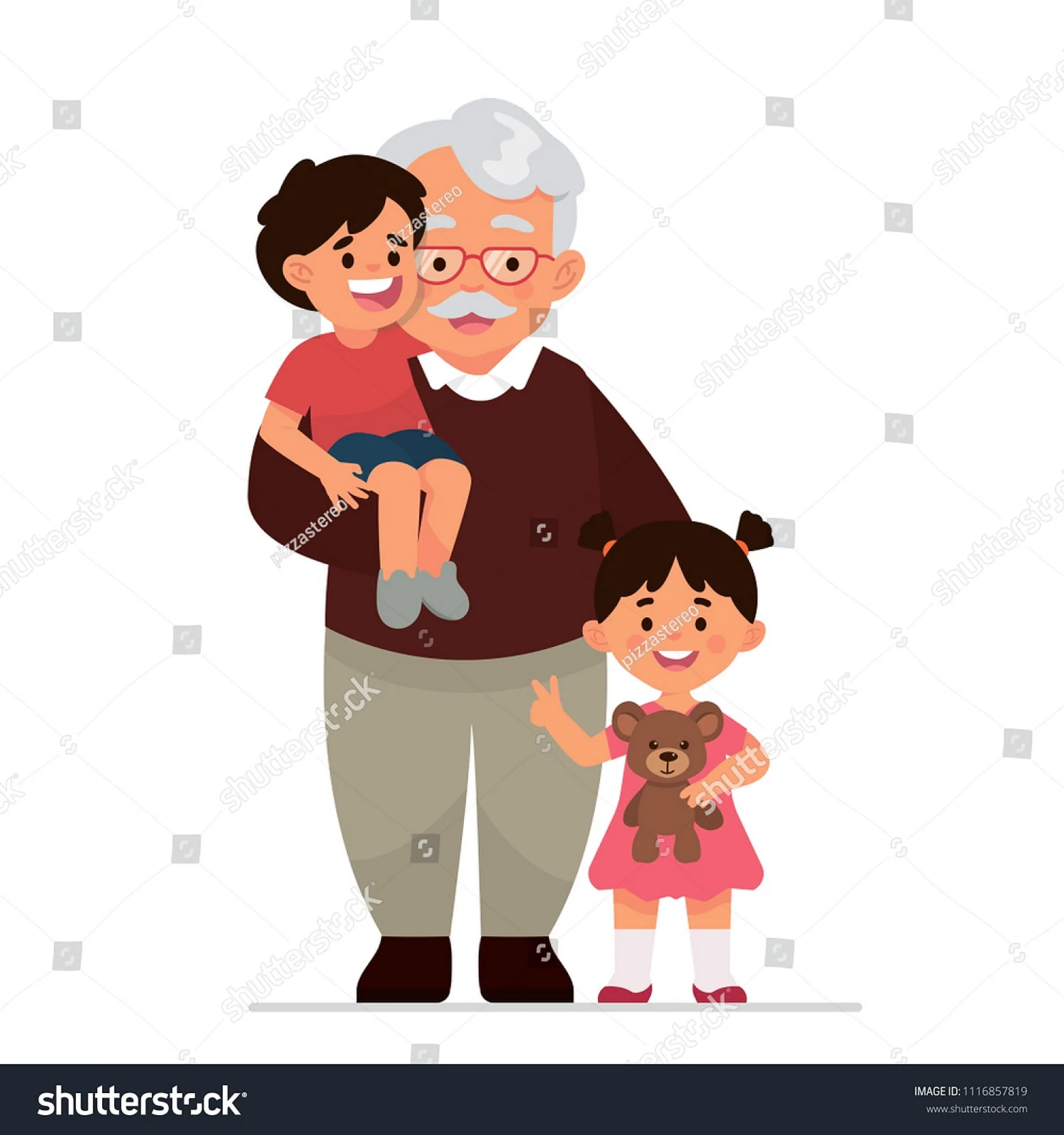 Дедушка с внуками мультяшные