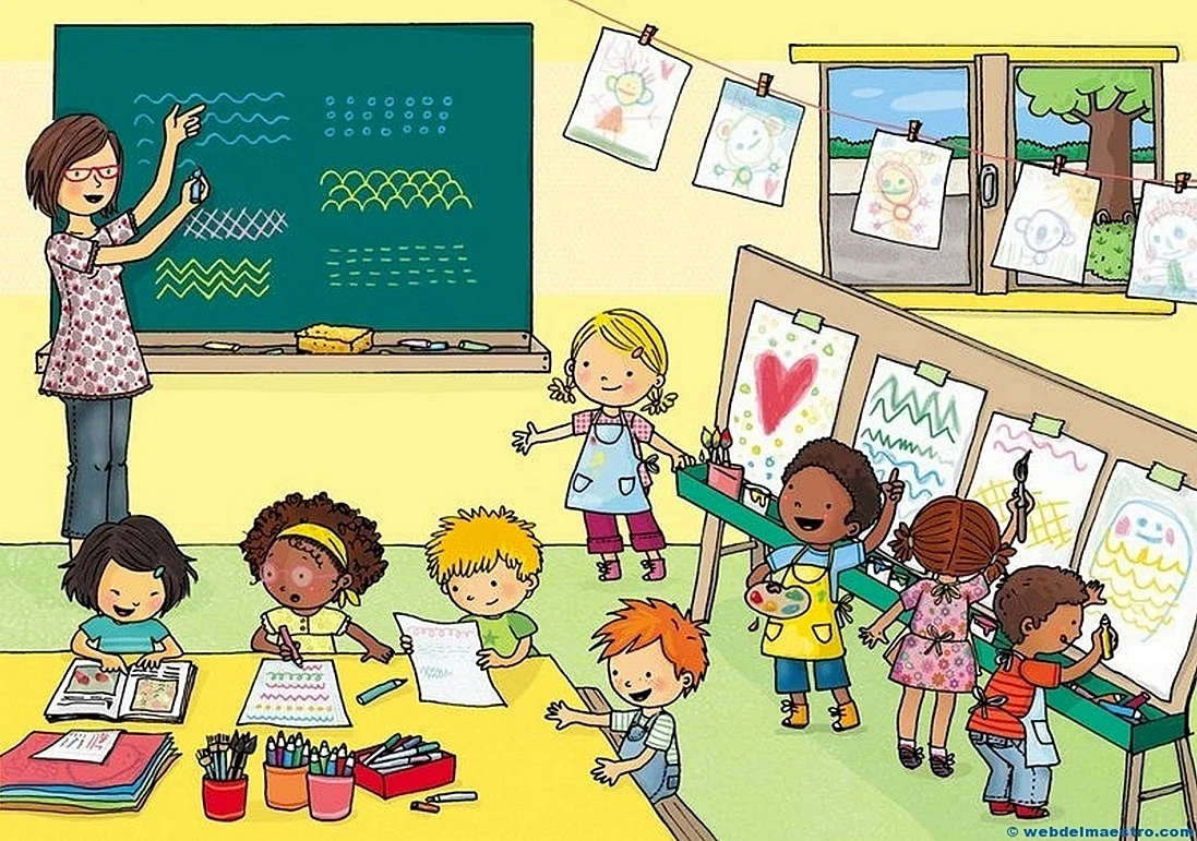 Дети в классе иллюстрация